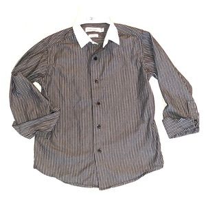 Calvin Klein slim fit button down, gray and white